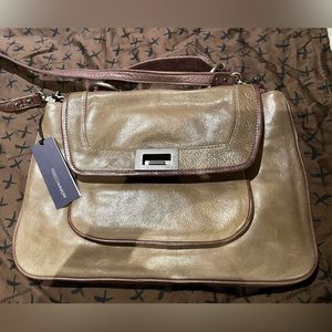 REBECCA MINKOFF Taupe /Grey with Mauve piping Covet shoulder bag